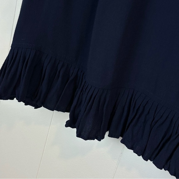 Madewell Sunpleat Navy Lace Up Short Sleeve Blouse Size XL 🔥 - Picture 4 of 7